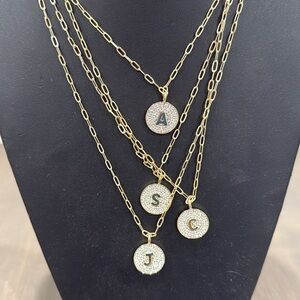 Baublebar NEW pave initial pendant necklace
